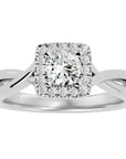 Inel de Logodnă Vintage Halo din Aur 14k cu Diamante Naturale de 0.87 ct din 14k Aur Alb - Castelo.ro