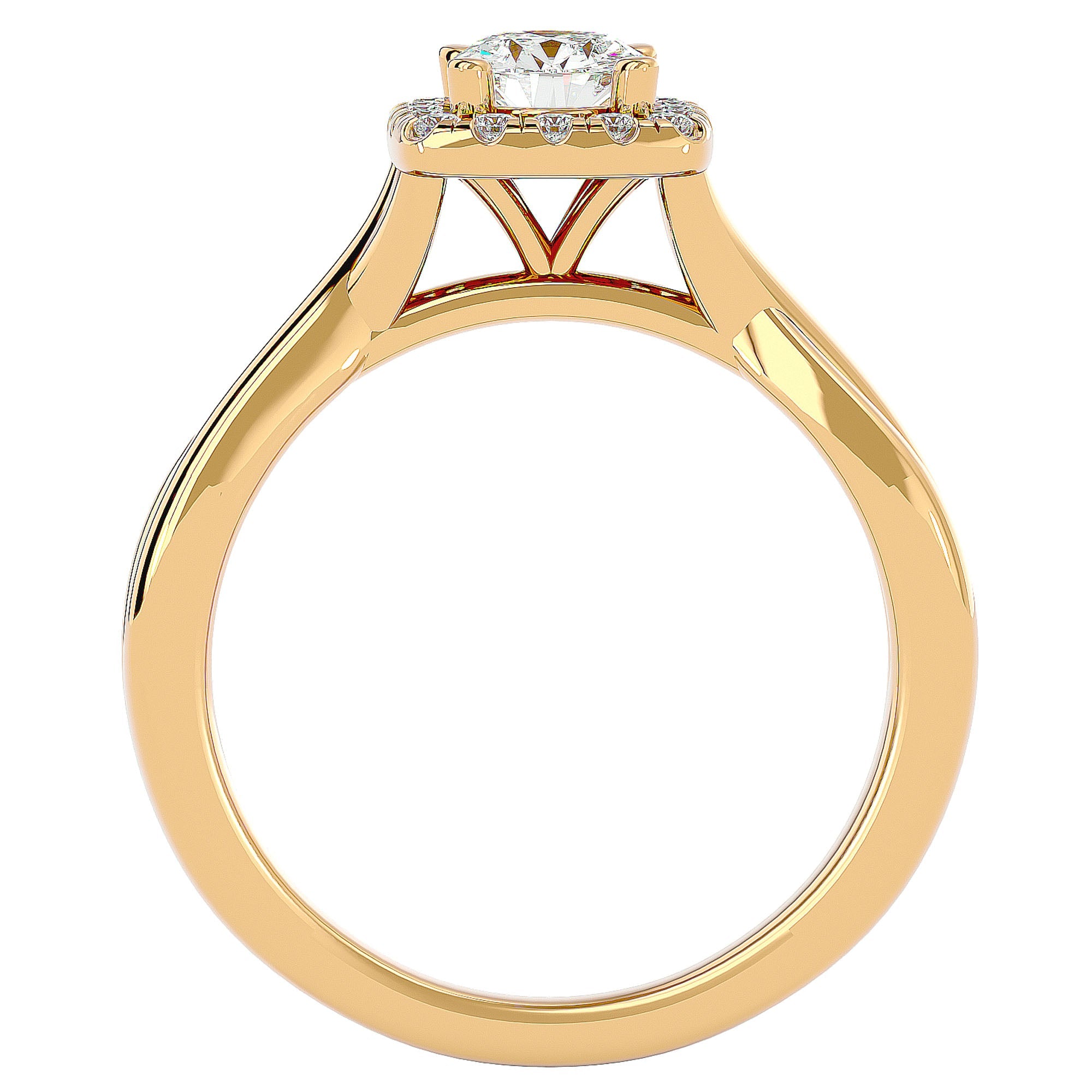 Inel de Logodnă Vintage Halo cu Diamante Create în Laborator de 0.87 ct din 18k Aur Galben - Castelo.ro