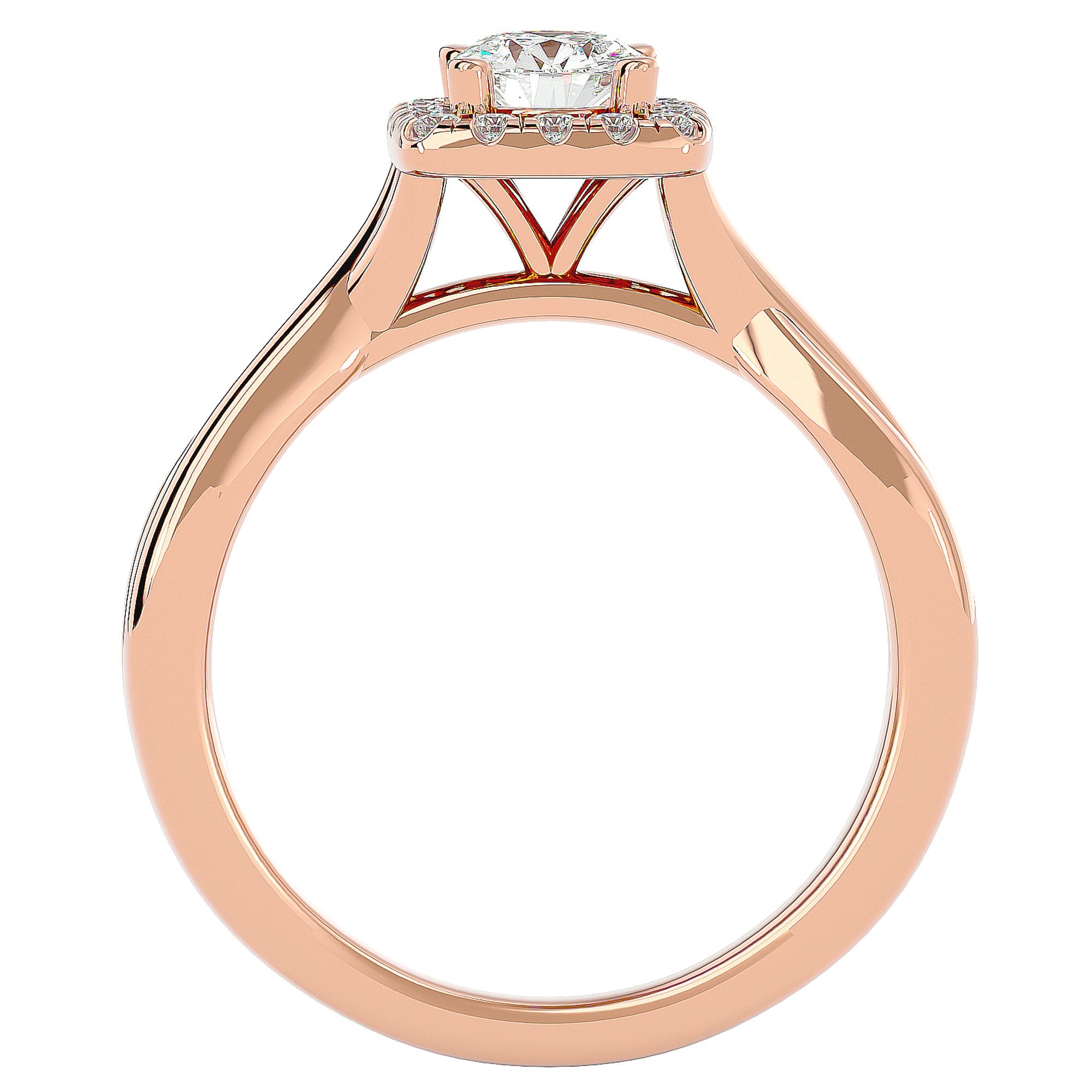 Inel de Logodnă Vintage Halo cu Diamante Create în Laborator de 0.87 ct din 18k Aur Roz - Castelo.ro