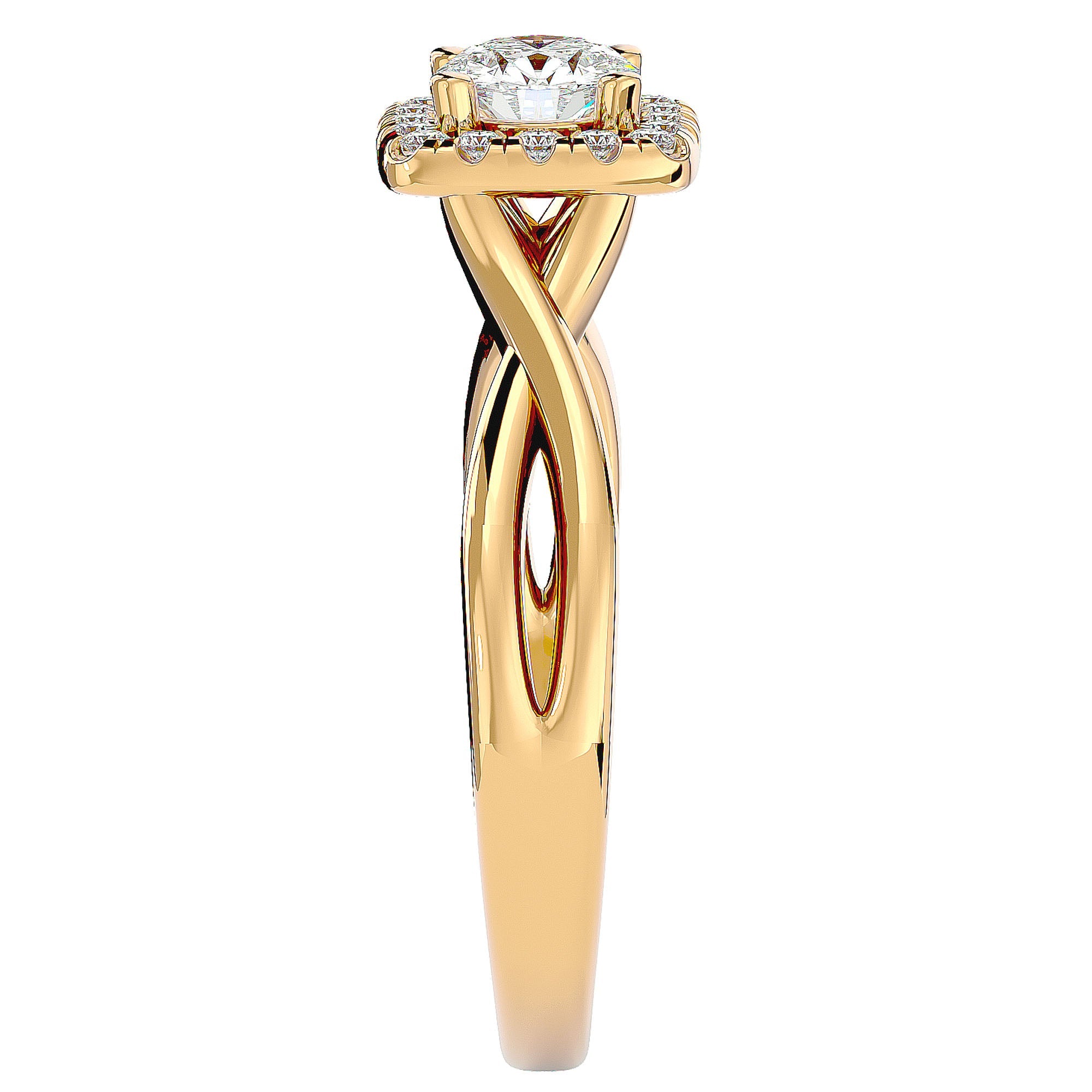 Inel de Logodnă Vintage Halo cu Diamante Create în Laborator de 0.87 ct din 18k Aur Galben - Castelo.ro