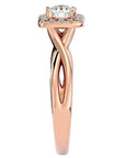 Inel de Logodnă Vintage Halo cu Moissanite de 0.87 ct din 18k Aur Roz - Castelo.ro
