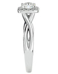 Inel de Logodnă Vintage Halo din Aur 14k cu Diamante Create în Laborator de 0.87 ct din 14k Aur Alb - Castelo.ro