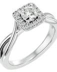 Inel de Logodnă Vintage Halo din Aur 14k cu Diamante Create în Laborator de 0.87 ct din 14k Aur Alb - Castelo.ro