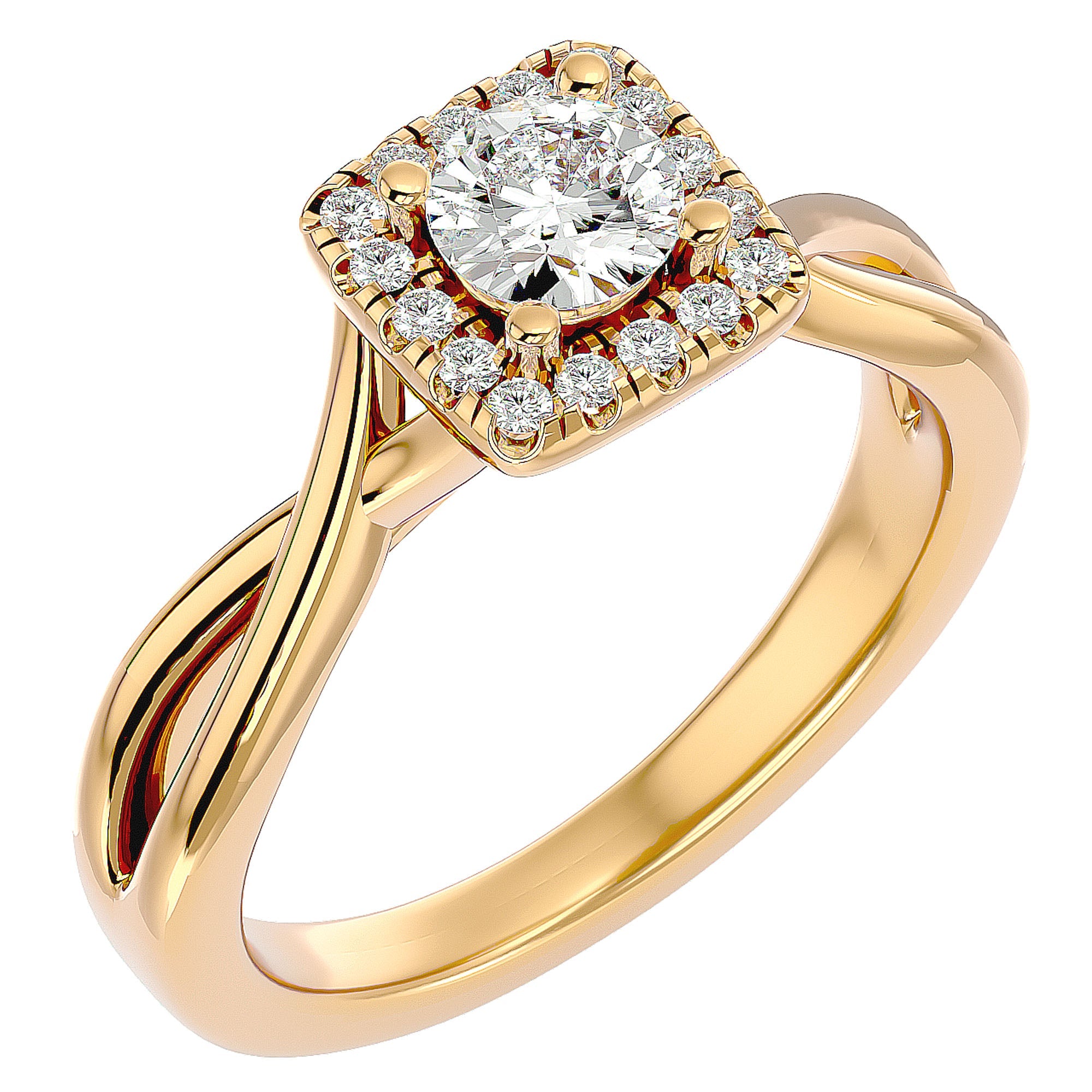 Inel de Logodnă Vintage Halo cu Diamante Create în Laborator de 0.87 ct din 18k Aur Galben - Castelo.ro
