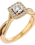 Inel de Logodnă Vintage Halo din Aur 14k cu Diamante Naturale de 0.87 ct din 14k Aur Galben - Castelo.ro