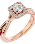 Inel de Logodnă Vintage Halo cu Diamante Create în Laborator de 0.87 ct din 18k Aur Roz - Castelo.ro