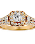 Inel de Logodnă Vintage Pavé Halo din Aur 14k cu Diamante Naturale de 0.87 ct din 14k Aur Galben - Castelo.ro