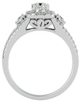 Inel de Logodnă Vintage Pavé Halo din Aur 14k cu Diamante Naturale de 0.87 ct din 14k Aur Alb - Castelo.ro