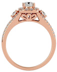 Inel de Logodnă Vintage Pavé Halo din Aur 14k cu Moissanite de 0.87 ct din 14k Aur Roz - Castelo.ro