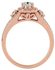 Inel de Logodnă Vintage Pavé Halo din Aur 14k cu Diamante Create în Laborator de 0.87 ct din 14k Aur Roz - Castelo.ro
