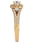 Inel de Logodnă Vintage Pavé Halo din Aur 14k cu Diamante Naturale de 0.87 ct din 14k Aur Galben - Castelo.ro
