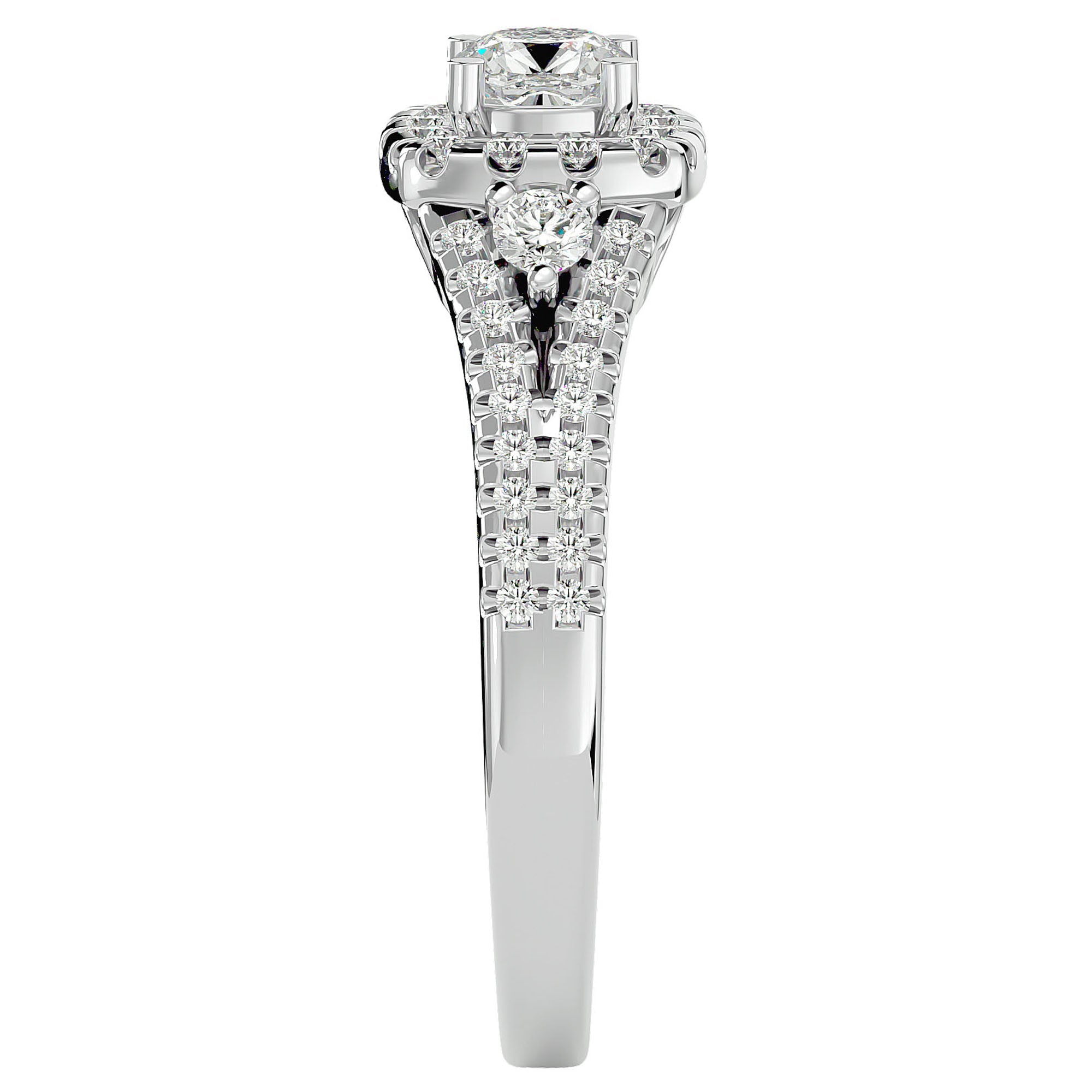 Inel de Logodnă Vintage Pavé Halo cu Diamante Create în Laborator de 0.87 ct din Platina - Castelo.ro