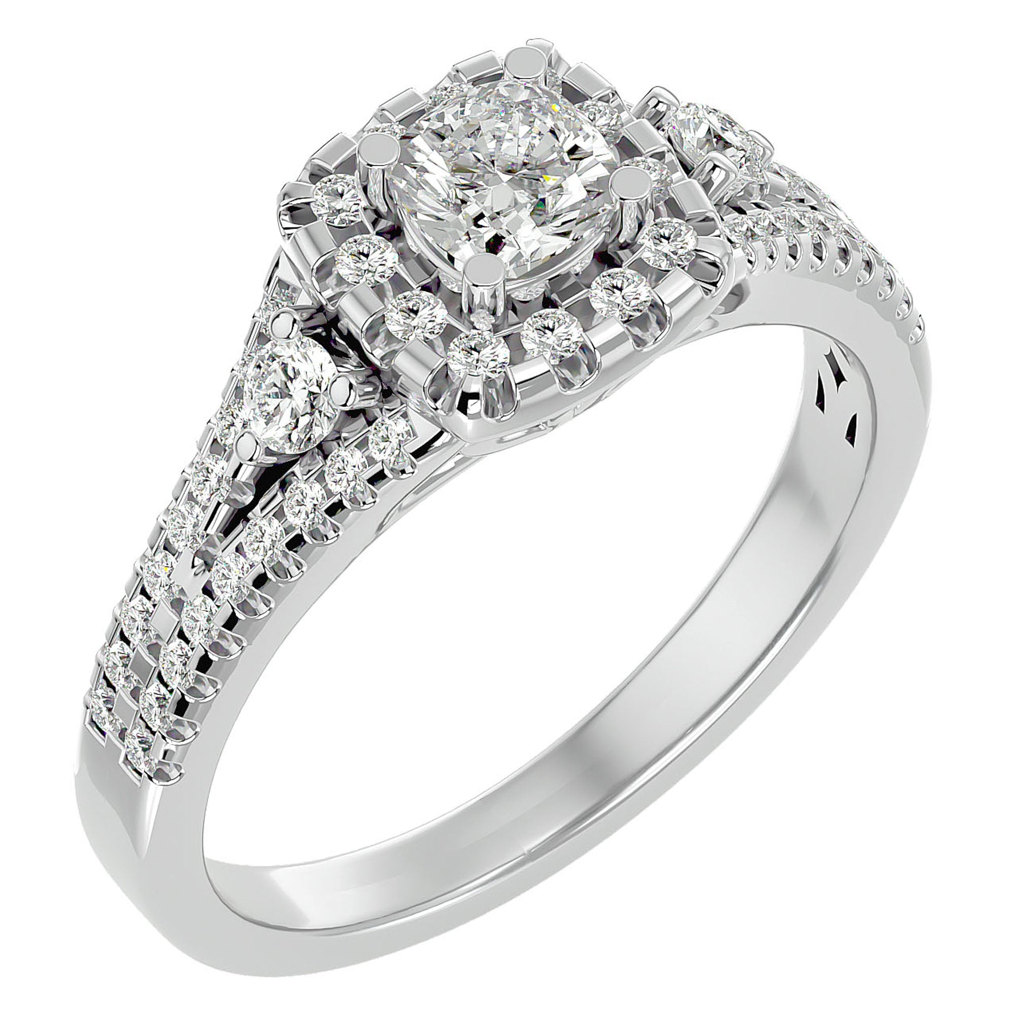 Inel de Logodnă Vintage Pavé Halo cu Diamante Create în Laborator de 0.87 ct din Platina - Castelo.ro