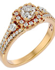 Inel de Logodnă Vintage Pavé Halo din Aur 14k cu Diamante Create în Laborator de 0.87 ct din 14k Aur Galben - Castelo.ro