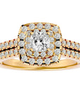 Inel de Logodnă Vintage Pavé Halo cu Moissanite de 0.95 ct din 18k Aur Galben - Castelo.ro