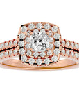 Inel de Logodnă Vintage Pavé Halo cu Diamante Create în Laborator de 0.95 ct din 18k Aur Roz - Castelo.ro