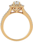 Inel de Logodnă Vintage Pavé Halo cu Diamante Create în Laborator de 0.95 ct din 18k Aur Galben - Castelo.ro