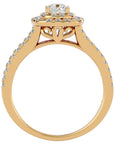 Inel de Logodnă Vintage Pavé Halo din Aur 14k cu Diamante Create în Laborator de 0.95 ct din 14k Aur Galben - Castelo.ro