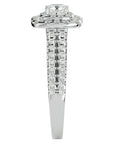 Inel de Logodnă Vintage Pavé Halo din Aur 14k cu Diamante Naturale de 0.95 ct din 14k Aur Alb - Castelo.ro