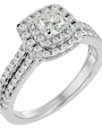 Inel de Logodnă Vintage Pavé Halo din Aur 14k cu Diamante Create în Laborator de 0.95 ct din 14k Aur Alb - Castelo.ro