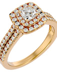 Inel de Logodnă Vintage Pavé Halo cu Diamante Naturale de 0.95 ct din 18k Aur Galben - Castelo.ro
