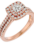 Inel de Logodnă Vintage Pavé Halo cu Diamante Create în Laborator de 0.95 ct din 18k Aur Roz - Castelo.ro