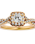 Inel de Logodnă Vintage Pavé Halo cu Diamante Naturale de 0.77 ct din 18k Aur Galben - Castelo.ro