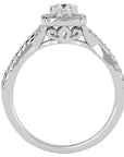 Inel de Logodnă Vintage Pavé Halo din Aur 14k cu Diamante Create în Laborator de 0.77 ct din 14k Aur Alb - Castelo.ro