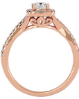 Inel de Logodnă Vintage Pavé Halo cu Diamante Create în Laborator de 0.77 ct din 18k Aur Roz - Castelo.ro