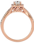 Inel de Logodnă Vintage Pavé Halo din Aur 14k cu Diamante Create în Laborator de 0.77 ct din 14k Aur Roz - Castelo.ro