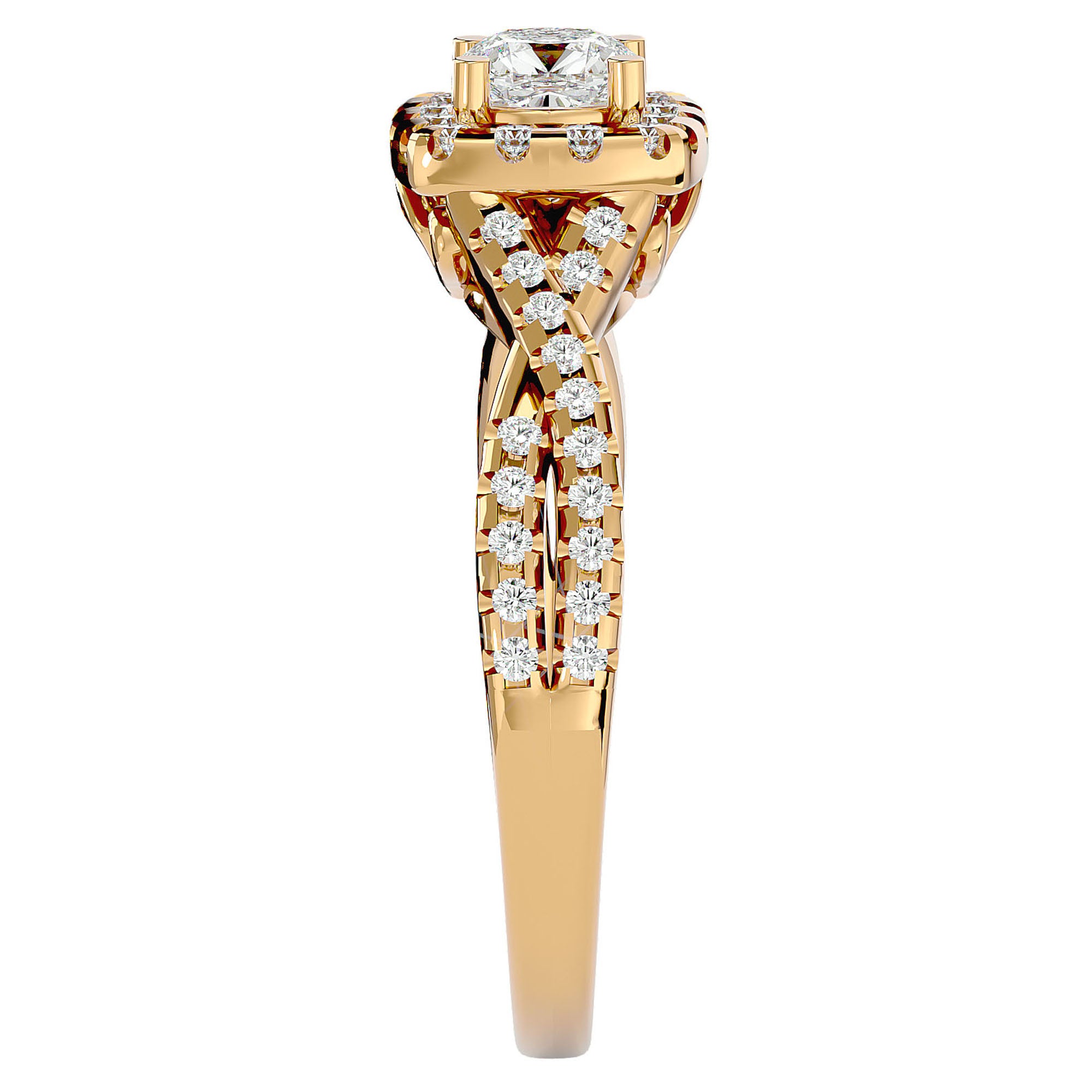 Inel de Logodnă Vintage Pavé Halo din Aur 14k cu Diamante Naturale de 0.77 ct din 14k Aur Galben - Castelo.ro
