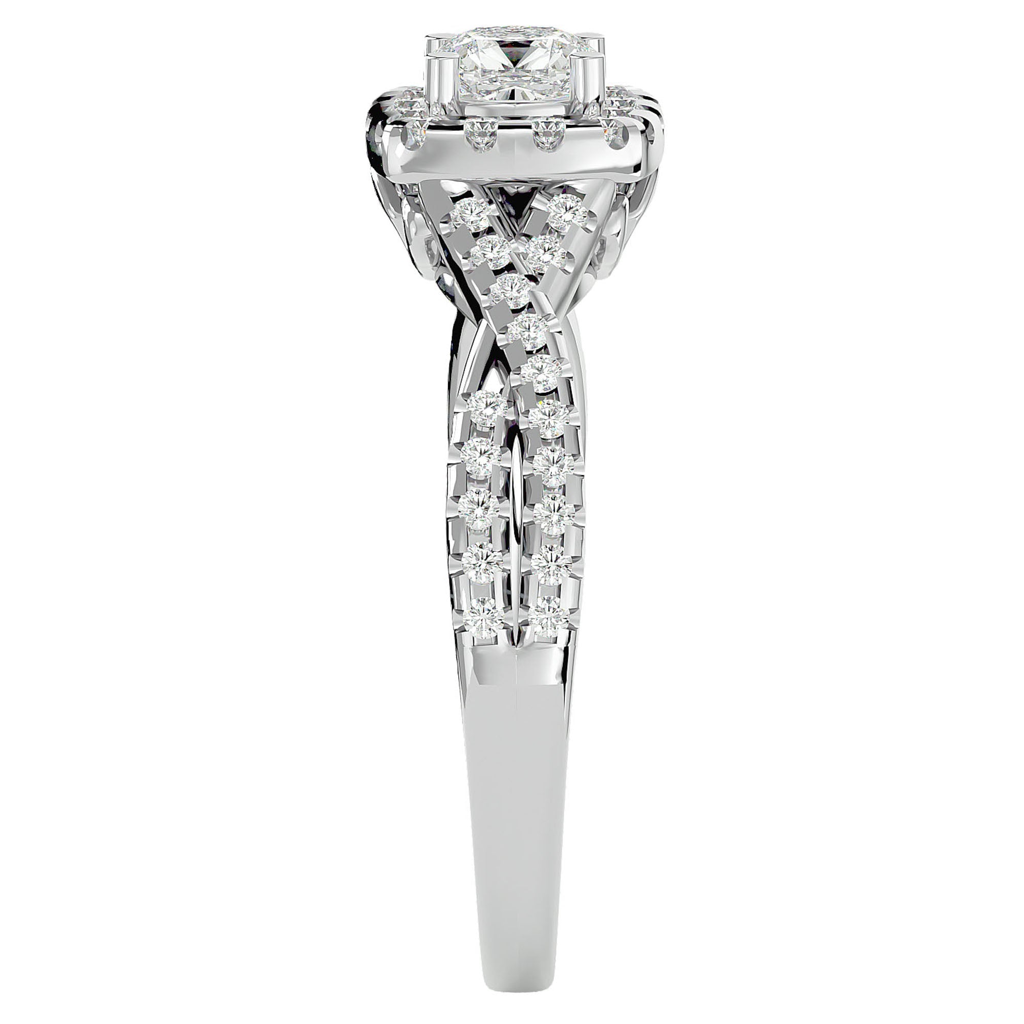 Inel de Logodnă Vintage Pavé Halo cu Moissanite de 0.77 ct din Platina - Castelo.ro