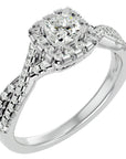 Inel de Logodnă Vintage Pavé Halo din Aur 14k cu Diamante Create în Laborator de 0.77 ct din 14k Aur Alb - Castelo.ro