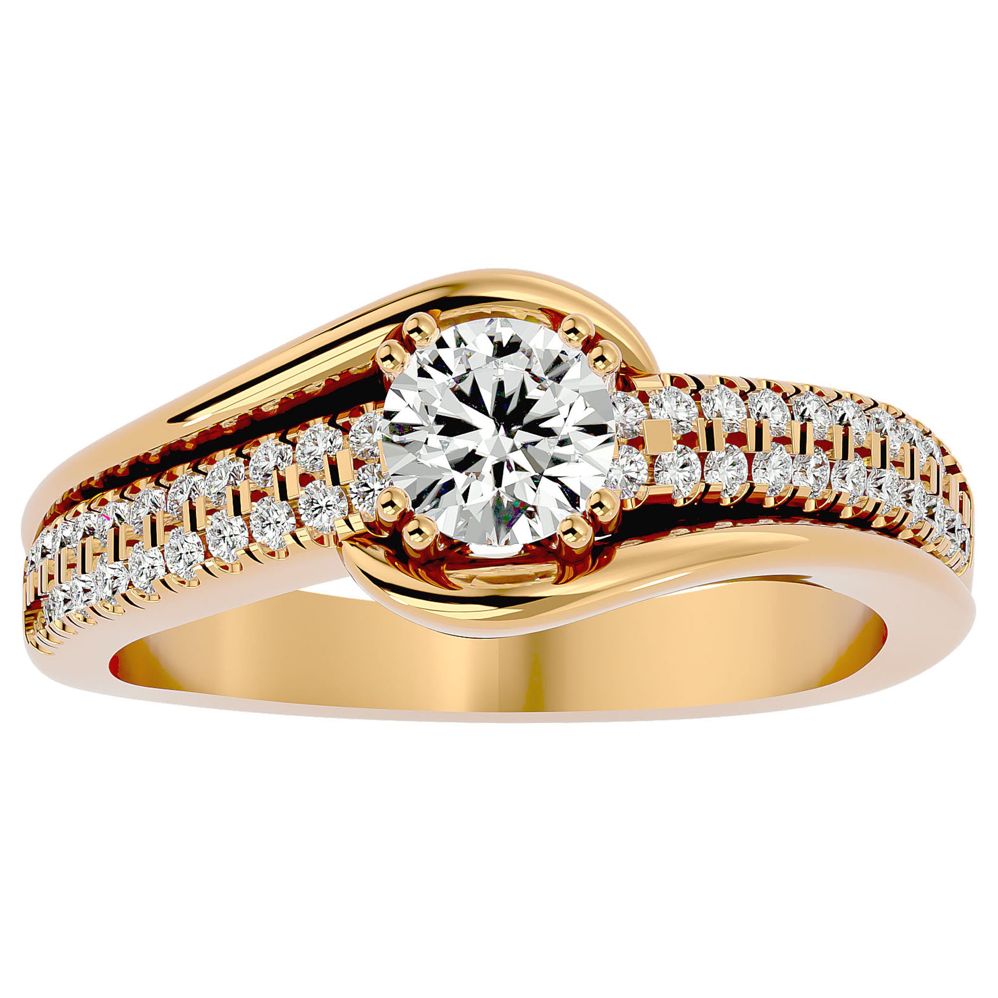 Inel de Logodnă din Aur 14k cu Diamante Naturale Tăietură Rotund Brilliant de 0.74 ct din 14k Aur Galben - Castelo.ro