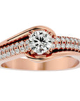 Inel de Logodnă Vintage Solitaire Pavé cu Moissanite de 0.74 ct din 18k Aur Roz - Castelo.ro