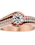 Inel de Logodnă Vintage Solitaire Pavé din Aur 14k cu Diamante Create în Laborator de 0.74 ct din 14k Aur Roz - Castelo.ro