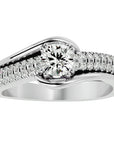 Inel de Logodnă Vintage Solitaire Pavé din Aur 14k cu Diamante Create în Laborator de 0.74 ct din 14k Aur Alb - Castelo.ro