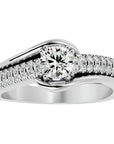 Inel de Logodnă din Aur 14k cu Diamante Naturale Tăietură Rotund Brilliant de 0.74 ct din 14k Aur Alb - Castelo.ro
