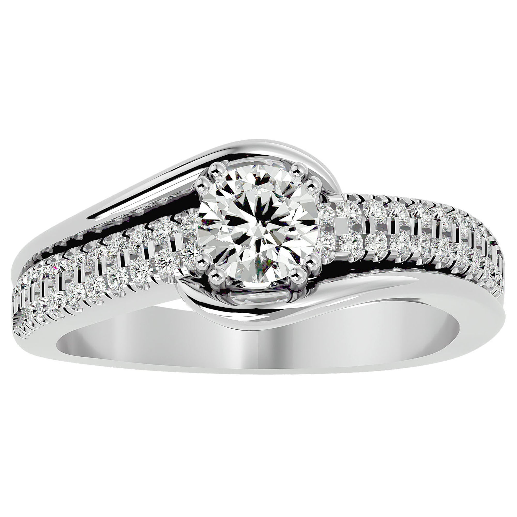 Inel de Logodnă din Aur 14k cu Diamante Create în Laborator Tăietură Rotund Brilliant de 0.74 ct din 14k Aur Alb - Castelo.ro