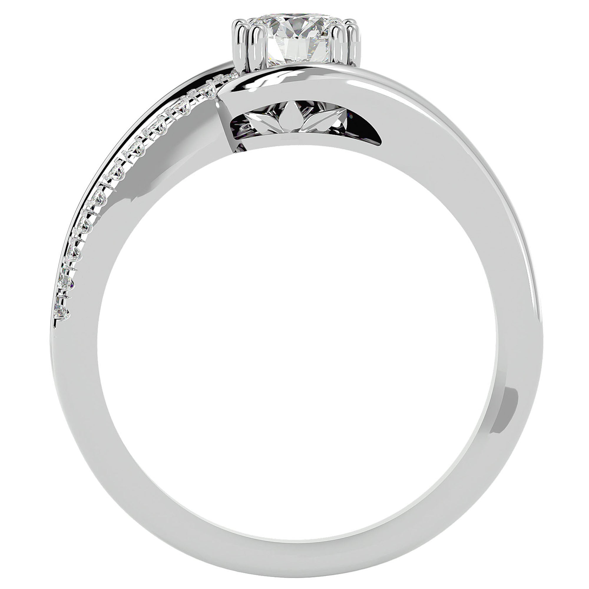 Inel de Logodnă din Aur 14k cu Diamante Naturale Tăietură Rotund Brilliant de 0.74 ct din 14k Aur Alb - Castelo.ro