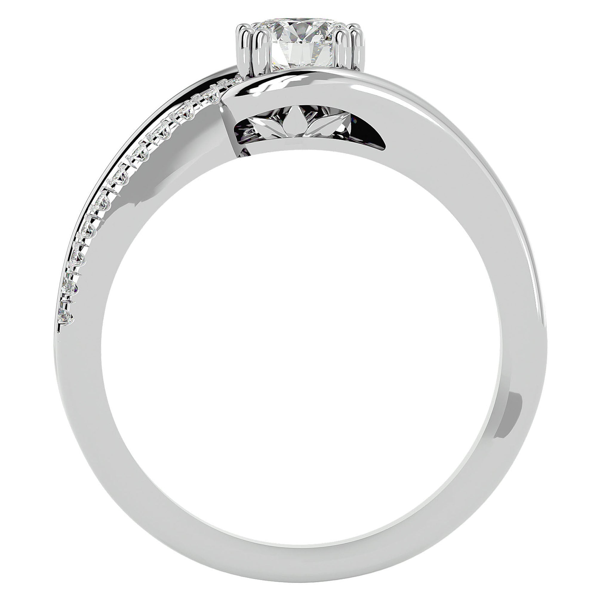 Inel de Logodnă Vintage Solitaire Pavé cu Diamante Naturale de 0.74 ct din Platina - Castelo.ro