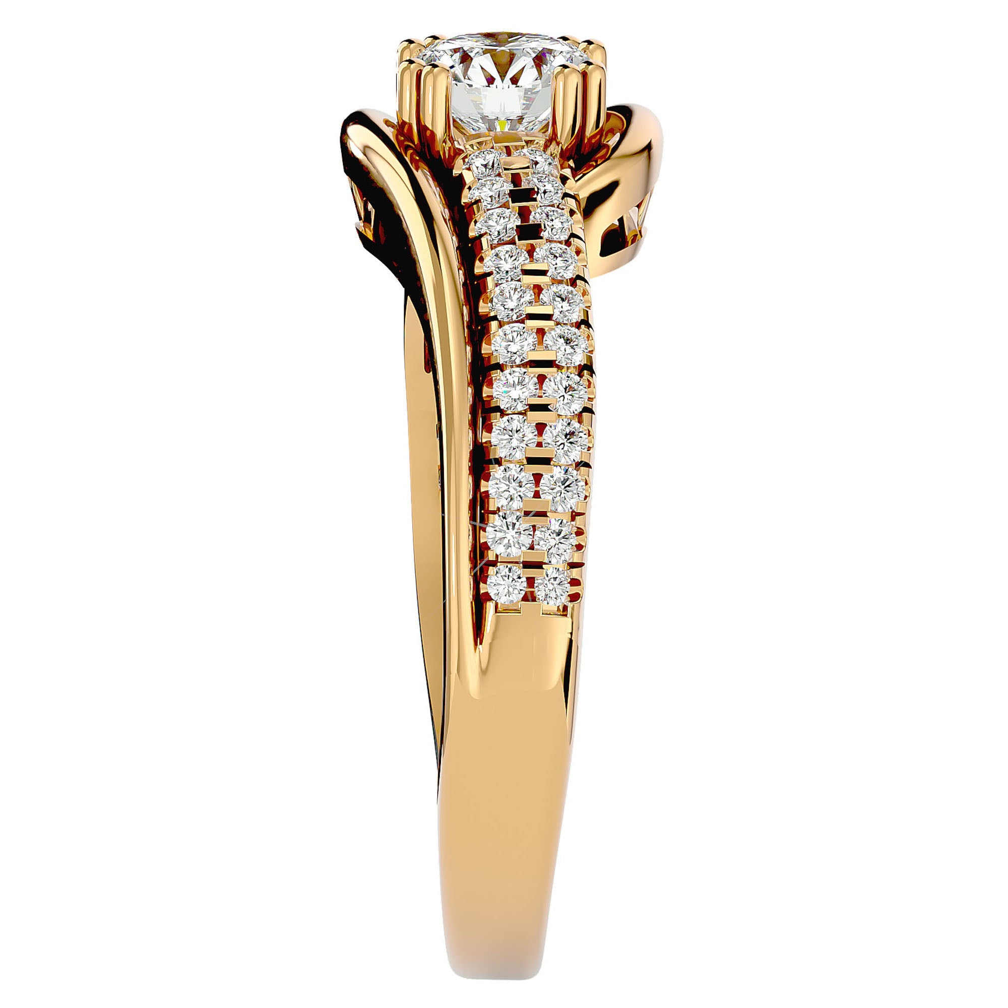 Inel de Logodnă Vintage Solitaire Pavé cu Moissanite de 0.74 ct din 18k Aur Galben - Castelo.ro