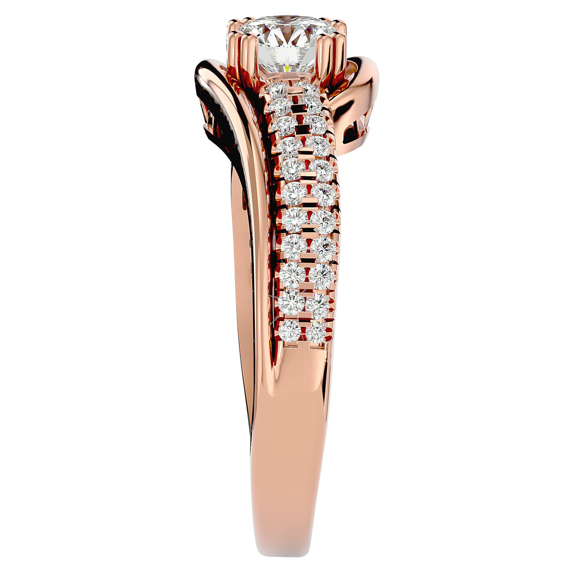 Inel de Logodnă din Aur 14k cu Diamante Naturale Tăietură Rotund Brilliant de 0.74 ct din 14k Aur Roz - Castelo.ro