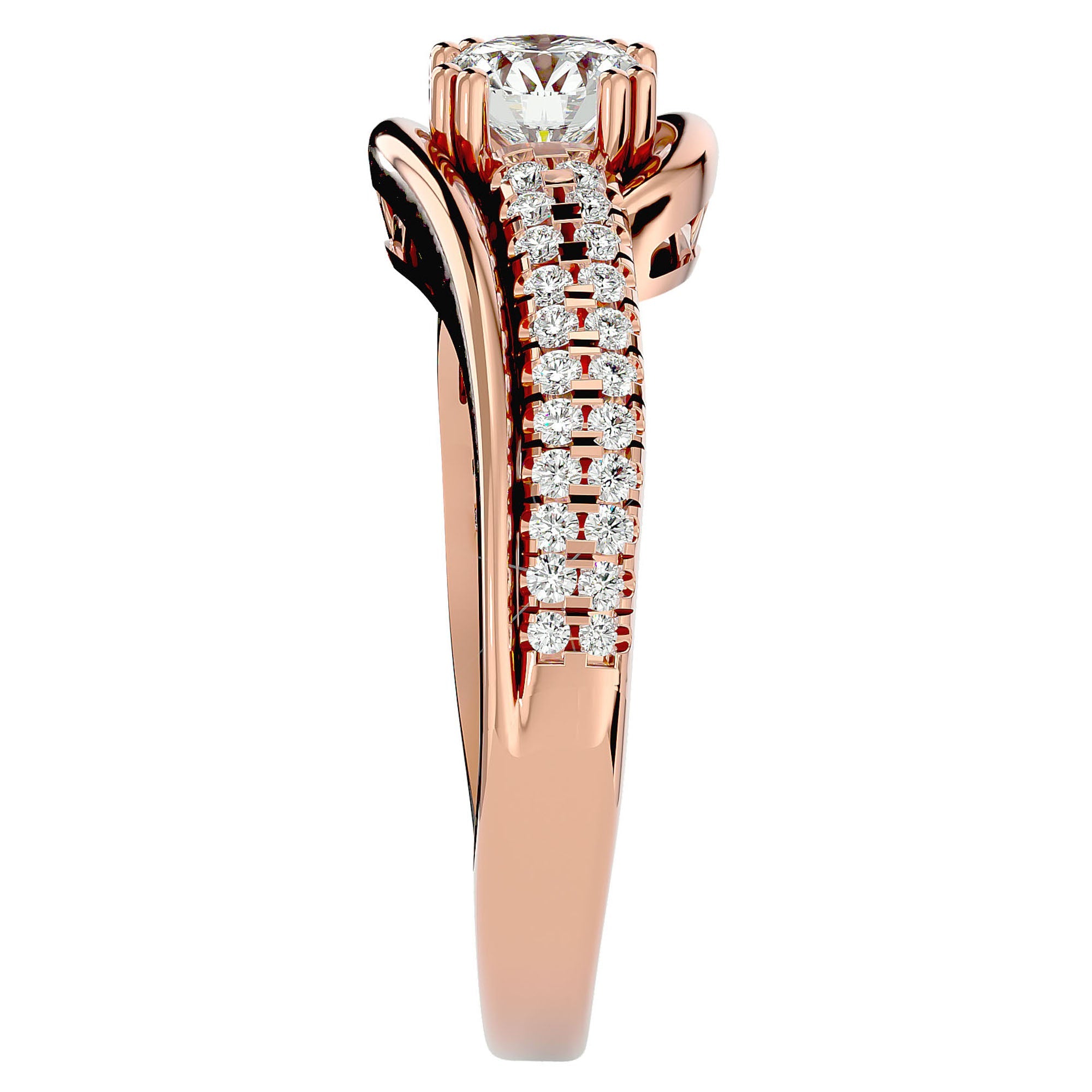 Inel de Logodnă Vintage Solitaire Pavé cu Diamante Naturale de 0.74 ct din 18k Aur Roz - Castelo.ro