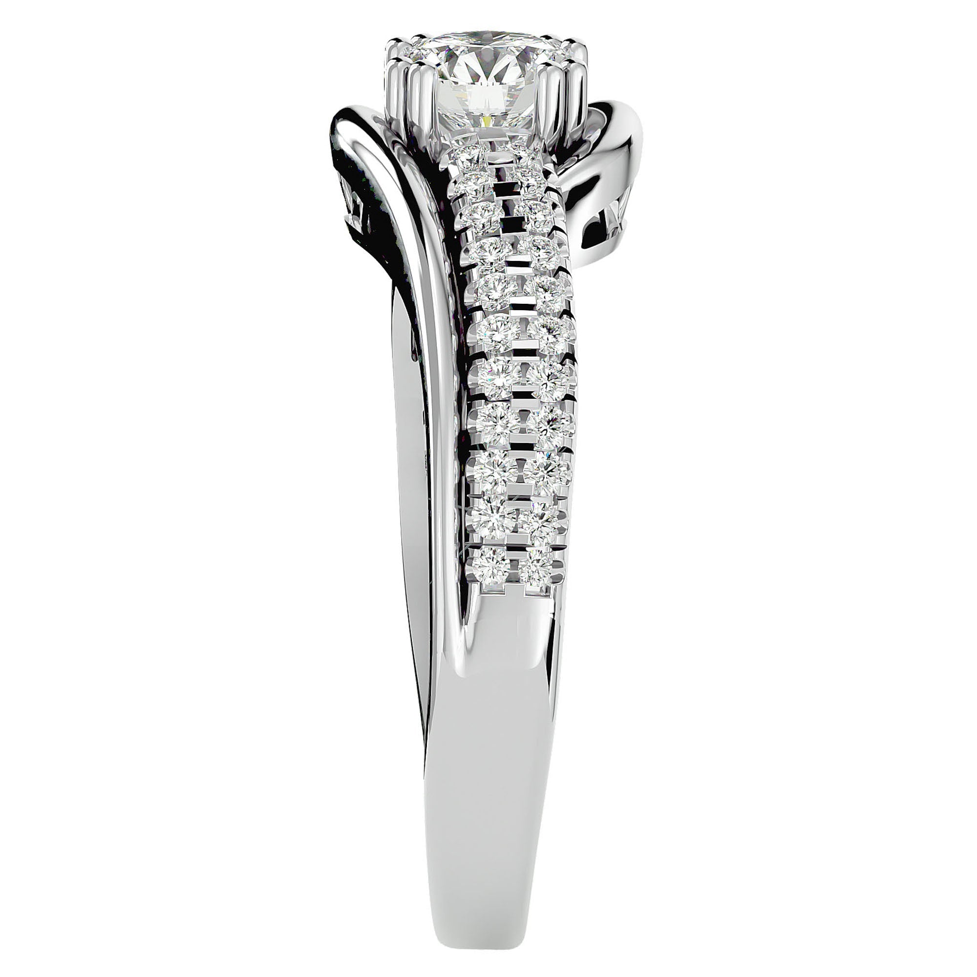 Inel de Logodnă Vintage Solitaire Pavé din Aur 14k cu Diamante Create în Laborator de 0.74 ct din 14k Aur Alb - Castelo.ro