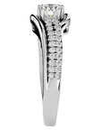 Inel de Logodnă Vintage Solitaire Pavé din Aur 14k cu Diamante Create în Laborator de 0.74 ct din 14k Aur Alb - Castelo.ro