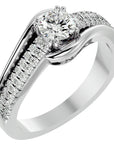 Inel de Logodnă Vintage Solitaire Pavé din Aur 14k cu Diamante Create în Laborator de 0.74 ct din 14k Aur Alb - Castelo.ro