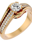 Inel de Logodnă Vintage Solitaire Pavé cu Diamante Create în Laborator de 0.74 ct din 18k Aur Galben - Castelo.ro