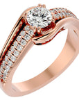 Inel de Logodnă Vintage Solitaire Pavé din Aur 14k cu Diamante Create în Laborator de 0.74 ct din 14k Aur Roz - Castelo.ro
