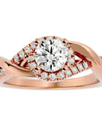 Inel de Logodnă Portofino Solitaire Pavé din Aur 14k cu Diamante Naturale de 1 ct din 14k Aur Roz - Castelo.ro